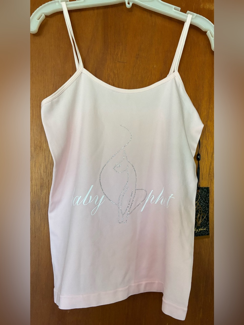 Baby Phat Light Pink Rhinestone Cat Logo Cami